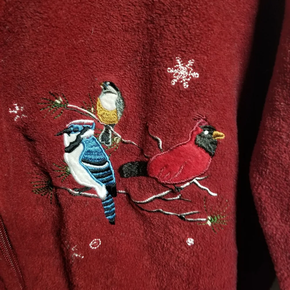 Elegant Red Embroidered Cardigan - Picture 4 of 5